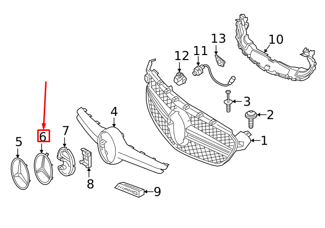 NEW MERCEDES-BENZ C W205 RADIATOR GRILLE STAR EMBLEM BASE A2058806406 ORIGINAL