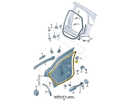 NEW AUDI Q5 8R SPORTBACK REAR LEFT DOOR OUTER SEAL RUBBER 8R0839911L