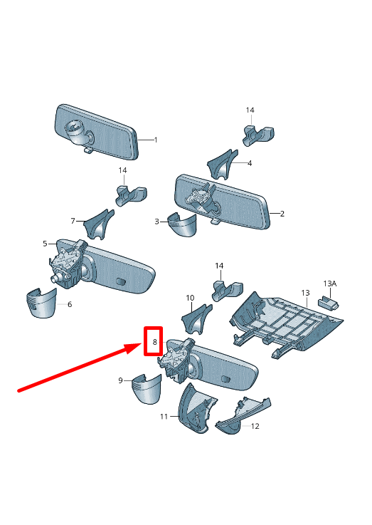 new vw golf vii ba5, bv5 interior rear view mirror 3g0857511ac9b9 original