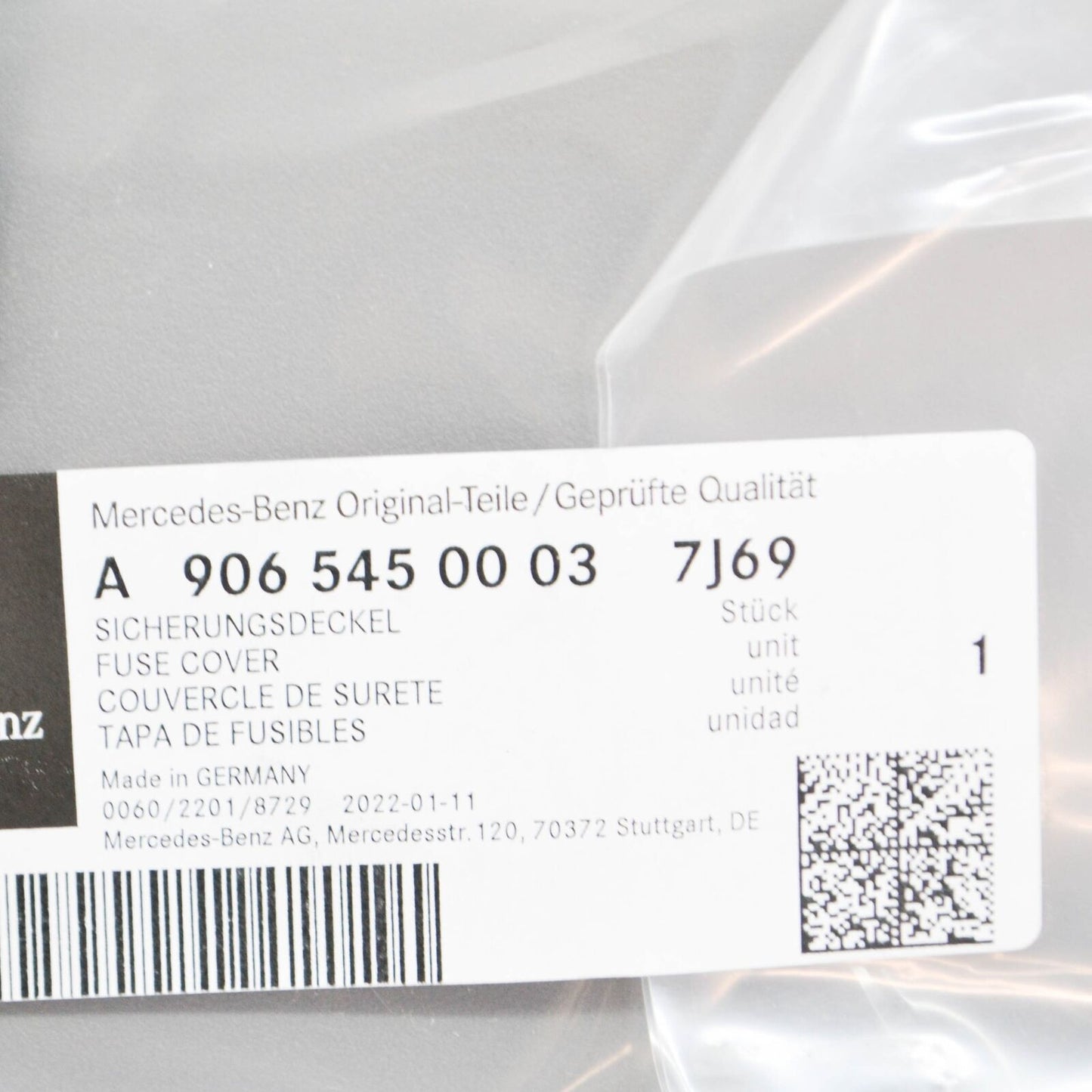 NEW MERCEDES-BENZ SPRINTER W906 SEAT BASE FUSE COVER A90654500037J69 ORIGINAL