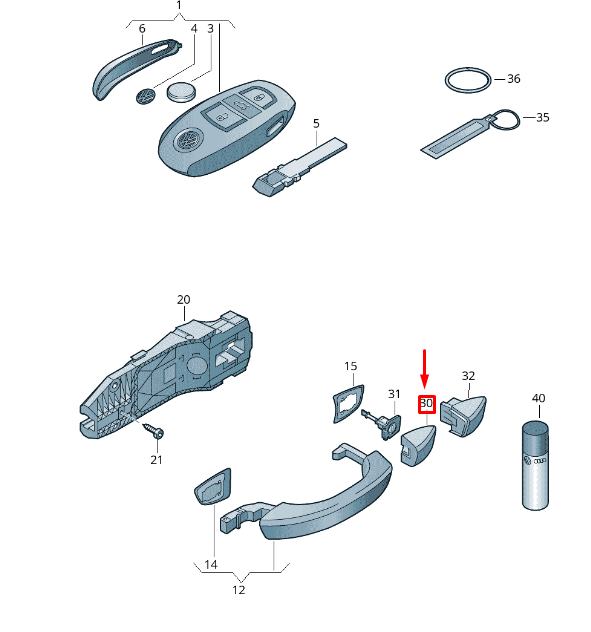new vw touareg 7p mk2 front right door handle cap rhd 7p6837880gru original