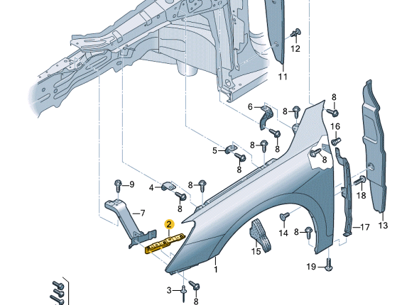 NEW AUDI A3 SPORTBACK 8Y FRONT LEFT FENDER HOLDER 8Y0821091A ORIGINAL