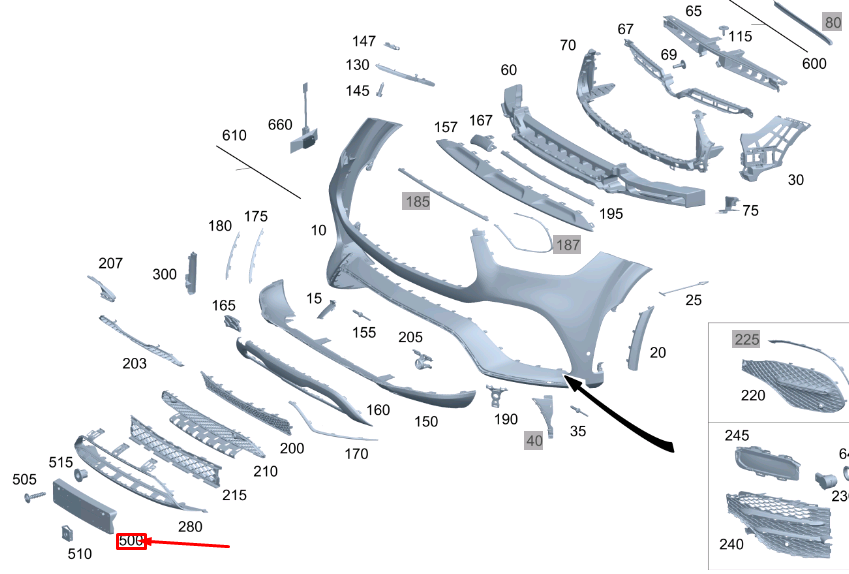 NEW MERCEDES-BENZ GLE W167 FRONT LICENSE PLATE HOLDER A1678800301 ORIGINAL