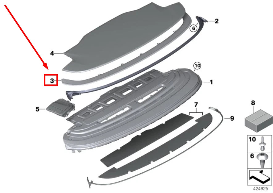 NEW BMW 4 CABRIO F33 FOLDING TOP LID MOULDING 54378036672 8036672 ORIGINAL