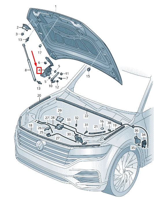 NEW VW TOUAREG CR FRONT RIGHT BONNET HINGE 760823302F ORIGINAL