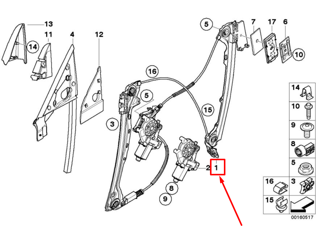 new bmw 3 e92 front right door window regulator 51337193456 7193456 original