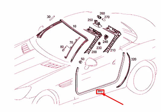 NEW MERCEDES-BENZ SLK R172 FRONT DOOR EDGE PROTECTION A1726970051 ORIGINAL