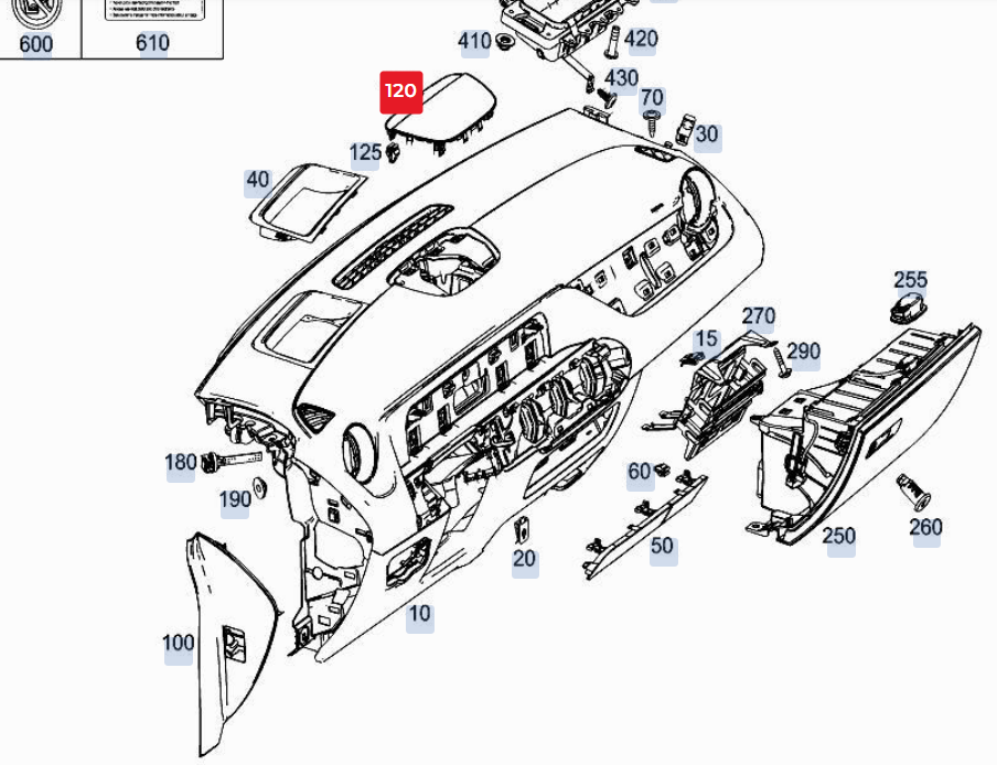 NEW MB GLA H247 FRONT CENTER DASH TOP LOUDSPEAKER COVER A24768034009051 ORIGINAL