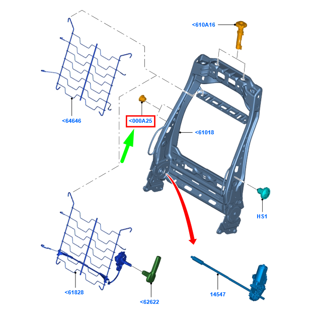 new ford ranger t6 mk1 front seat back hardware kit 1734851 original