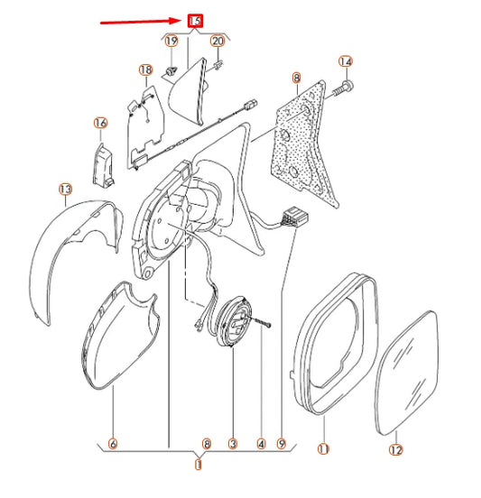 NEW VW TRANSPORTER T5 FRONT RIGHT MIRROR TRIANGLE COVER 7H0857538A9B9 ORIGINAL