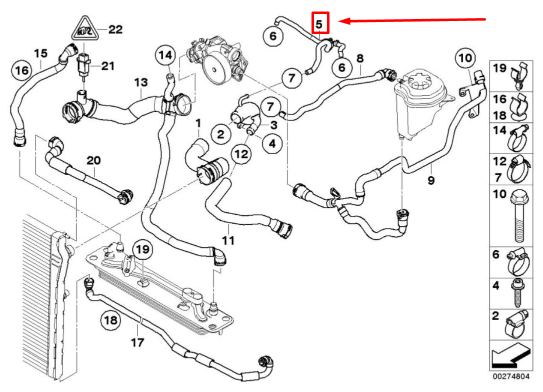 new bmw x5 e70 engine coolant hose 17127589731 7589731 original