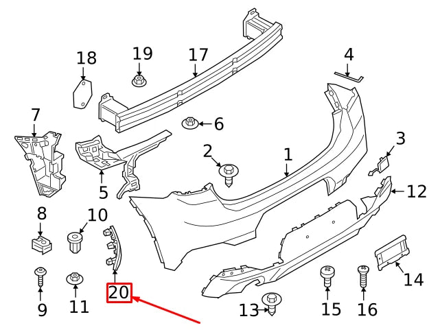 NEW BMW X2 F39 REAR BUMPER LEFT DEFLECTOR 63148053175 8053175 ORIGINAL