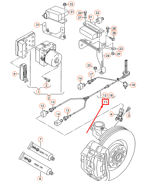 NEW AUDI A3 8P REAR LEFT ABS SENSOR WIRING HARNESS 1K0927904BA ORIGINAL