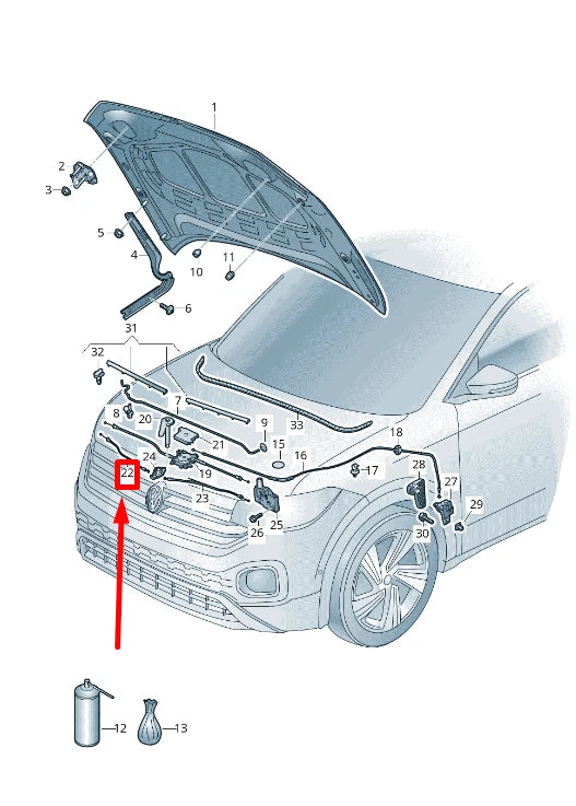 NEW VW POLO 6R, 6C LEFT BONNET RELEASE CABLE 2G0823528 ORIGINAL