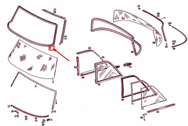 NEW MERCEDES-BENZ W115 FRONT WINDSHIELD SEALING FRAME A1156700039 ORIGINAL