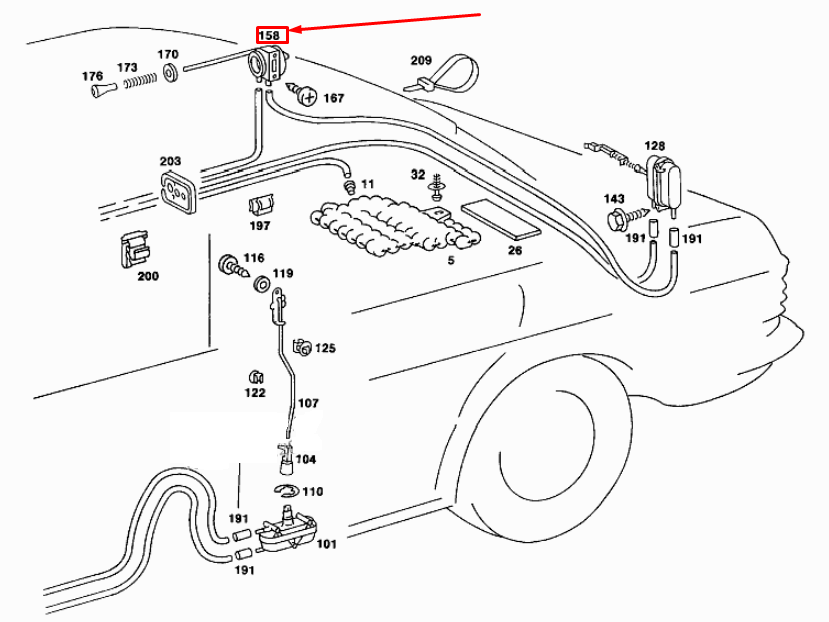 NEW MERCEDES-BENZ SALOON W123 FUEL FILLER NECK ELEMENT A1238002575 ORIGINAL
