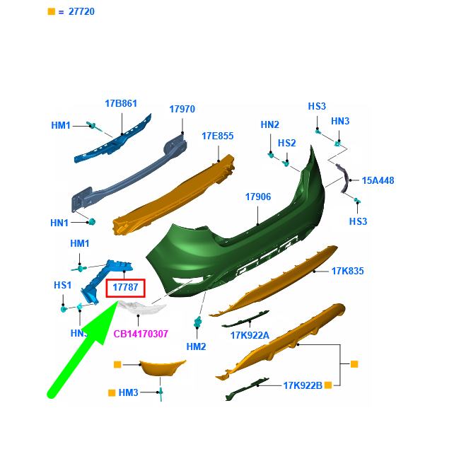new ford fiesta wt mk6 rear right bumper bracket 1798170 c1bb-17a881-ab original