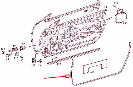 NEW MERCEDES-BENZ SLK R170 FRONT LEFT DOOR GASKET SEAL A1707270330 ORIGINAL