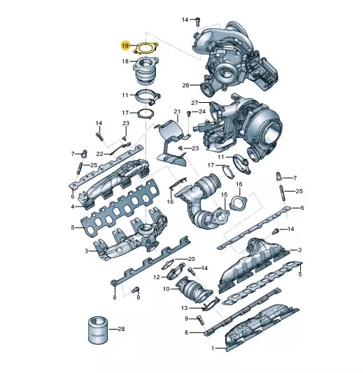NEW AUDI A8 D5 ACTIVE EXHAUST PIPE SEAL 057253115H