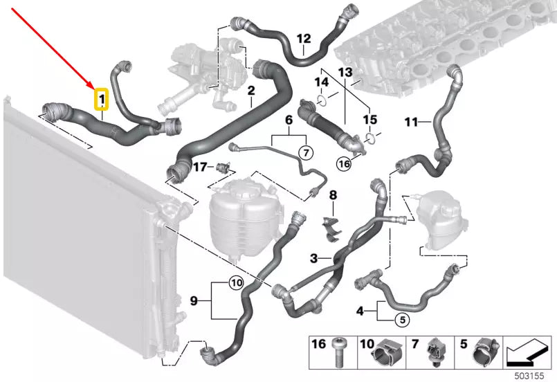 NEW BMW 3 G20 RADIATOR COOLANT HOSES PIPES 17128654854 8654854 ORIGINAL