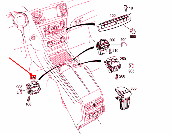 NEW MB ML W166 CONSOLE PANEL CONTROL SWITCH UNIT A1669003501 ORIGINAL