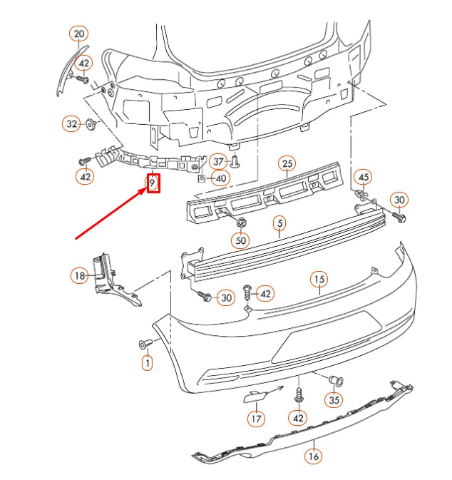 NEW VOLKSWAGEN SCIROCCO MK3 REAR BUMPER LEFT GUIDE PROFILE 1K8807393C
