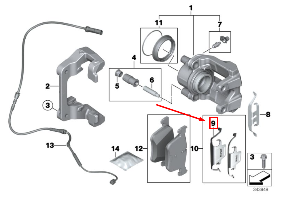 new bmw 3 f30, f80 design retaining spring 34116860087 6860087 original