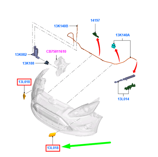 new ford grand c-max mk2 right side headlight washer cover 1740589 original