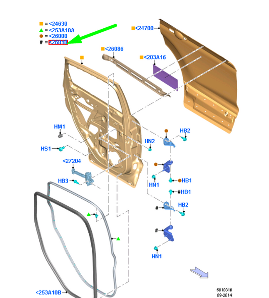 new ford kuga mk2 c520 rear right door lower hinge 5167980 original