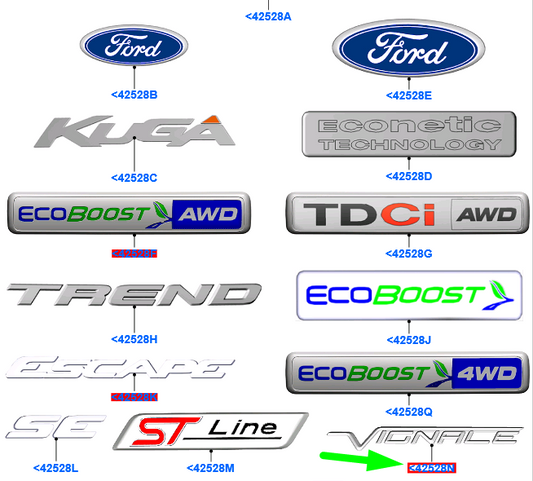 new ford kuga mk2 c520 bootlid name plate badge gv44-16702-bb 2052734 original