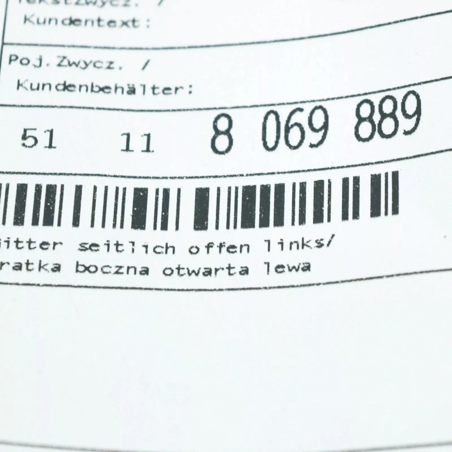 NEW BMW X5 G05 M FRONT BUMPER LEFT OPEN GRILLE 51118069889 ORIGINAL