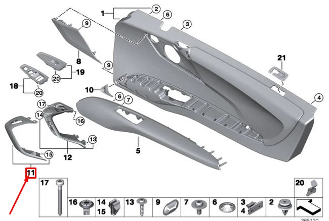 NEW BMW I8 I12 RIGHT DOOR PULL TRIM 51417335804 7335804 ORIGINAL