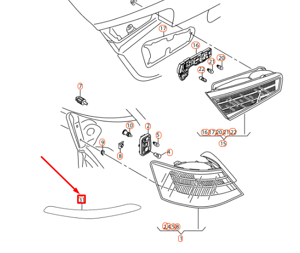 NEW AUDI A3 8V REAR LEFT BUMPER REFLECTOR 8V4945105 ORIGINAL