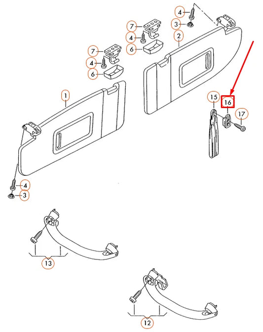 NEW VOLKSWAGEN CADDY III 2K INTERIOR COAT HANGER HOOK 2K3857637AY20 ORIGINAL