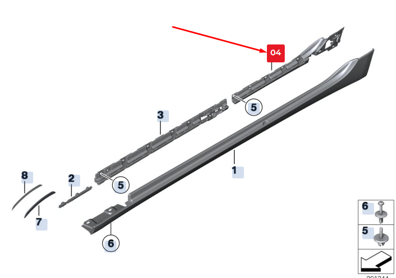 new bmw 5 gran turismo f07 rear left sill retaining strip 51777201257 original