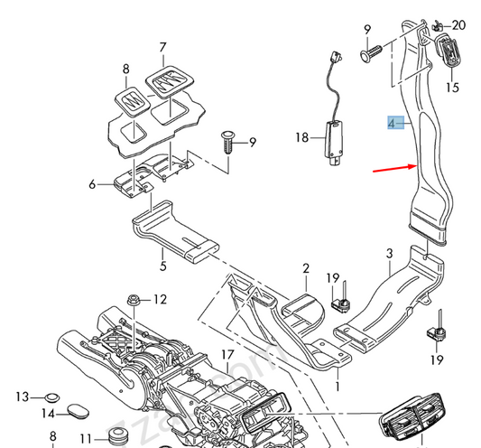 NEW AUDI A8 D4 LEFT DASHBOARD UPPER AIR DUCT 4H0819725 ORIGINAL