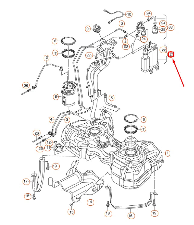 NEW AUDI Q3 8U ACTIVE CHARCOAL FILTER WITH DIAGNOSIS PUMP 3C0201797D ORIGINAL