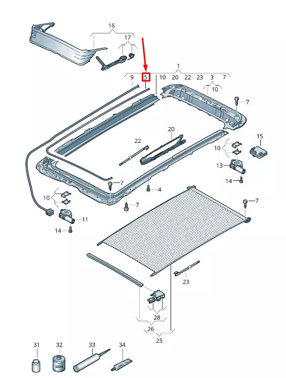 NEW VW TIGUAN AD PANORAMIC ROOF INNER FRAME SEAL 3G9877439 ORIGINAL