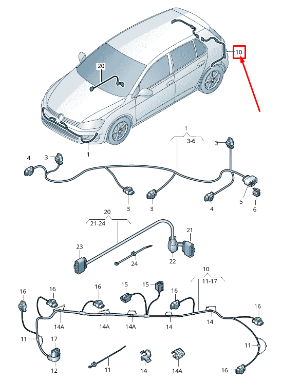 new skoda octavia 5e mk3 rear parking aid wiring 5e9971104b original