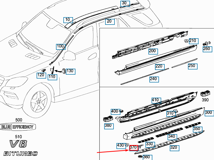 new mb ml w166 step to carrier fastening right cover a2536986800 original