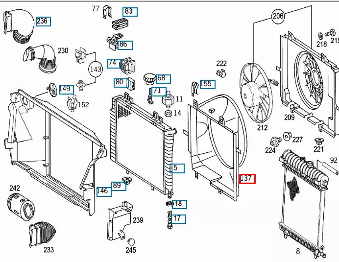 NEW MERCEDES BENZ E W210 FAN SHROUD A2105051555