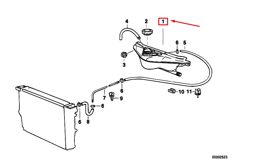 NEW BMW 7 E32 COOLANT EXPANSION TANK 17111719110 1719110 ORIGINAL