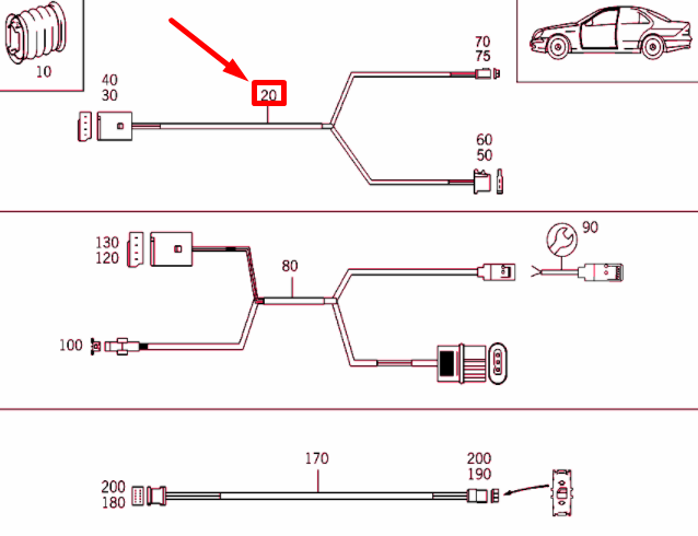 NEW MB S W220 FRONT DOOR EXIT LIGHT WIRING HARNESS A2205404408 ORIGINAL