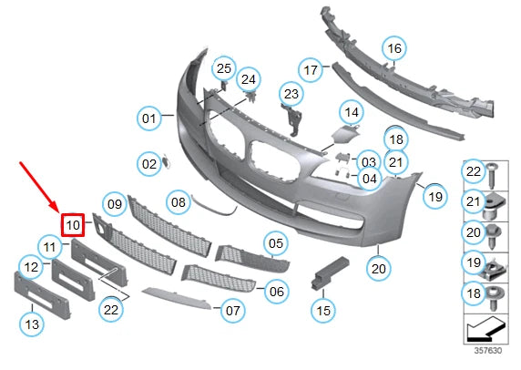 NEW BMW F01 F02 BUMPER CENTER M ACTIVE CRUISE CONTROL GRILLE 51117898461