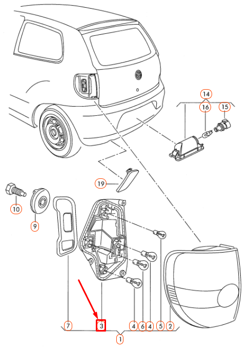 NEW VOLKSWAGEN FOX LEFT TAILLIGHT BULB HOLDER 5Z0945257 ORIGINAL