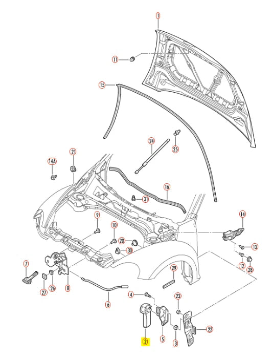 NEW VOLKSWAGEN LHD FRONT BONNET GRIP FOR LID LOCK CABLE 7E18235339B9