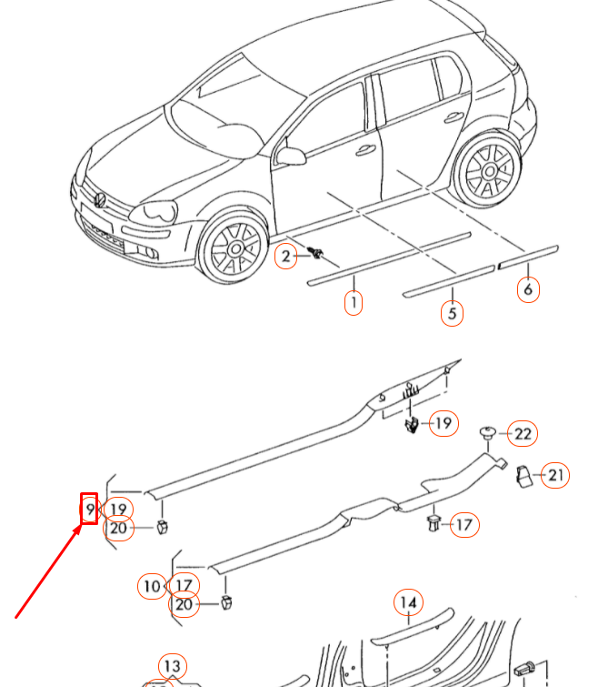 new volkswagen golf 1k mk5 left side strip sill trim 1k3853371b71n original