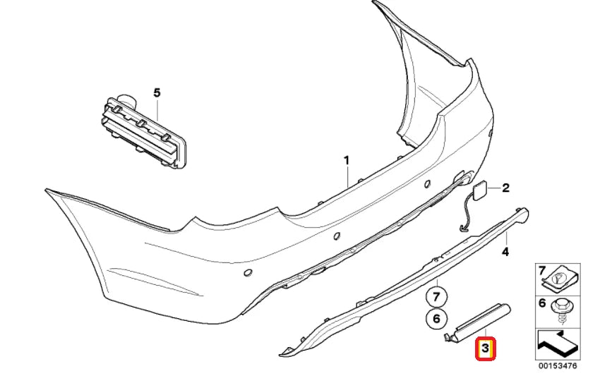 BMW E60 E61 M SPORT REAR BUMPER TOW BAR HOOK HOLE COVER CAP 7897224 NEW