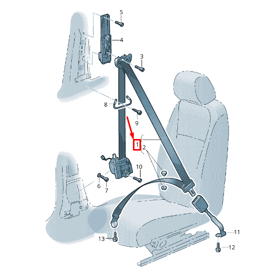 new skoda octavia 5e mk3 front right seatbelt lhd 5e1857702braa original