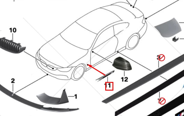 NEW BMW 3 F80 FRONT FENDER WING RIGHT SIDE GRILLE 51148068588 ORIGINAL